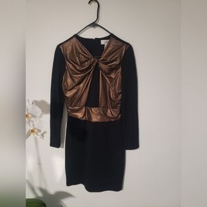 ⚡ Sale  Badgley Mischka Black Dress with Bronze Accents